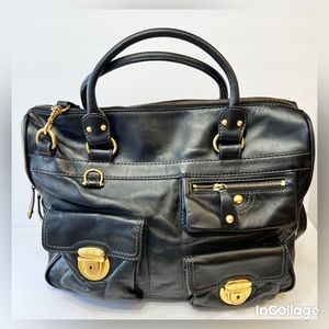 Franklin Covey Black Leather Bag Tote